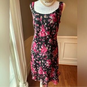 Scarlett Black and Pink Floral Midi Dress